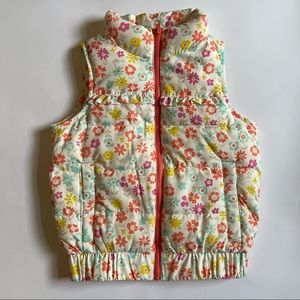 Genuine Kids Oshkosh Girls Floral Print Spring Puffer Vest Outerwear Size 4T